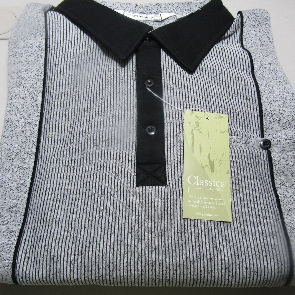 Men's Classic LS Shirt Palmland size 5XL gray stripe NWT